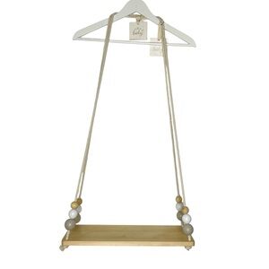 Hallmark hanging natural wood swing with rope wooden beads bookshelf NWT
